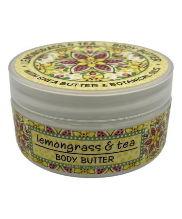 Greenwich Bay Trading Company Lemongrass and Tea Shea and Cocoa Butter Body Butter - From the Garden Collection - 8 Ounce Tub