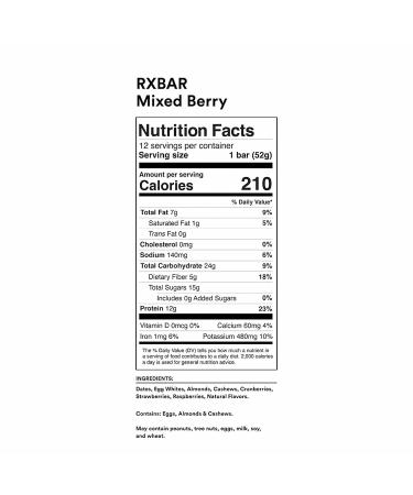 RXBAR Protein Bars - Mixed Berry Flavor | 12g Protein | Gluten Free Snacks | 22oz Box (12 Bars) - Buy Online on GoSupps.com