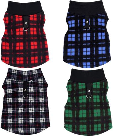 Rbenxia Buffalo Plaid Dog Sweaters 4-Pack | Soft Fleece Vest Pullover for Small Pets | Winter Outfits for Dogs and Cats - Buy Online on GoSupps.com
