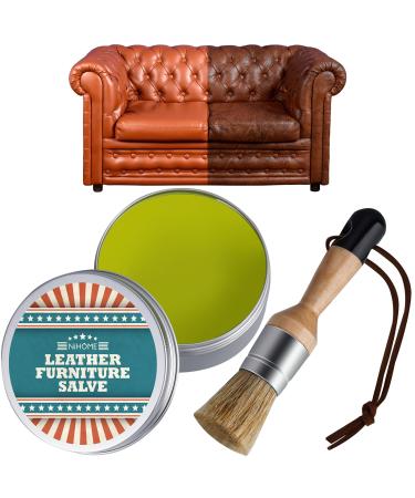 NiHome Furniture Salve for Leather with Brush Leather Salve for All Leather Types Protective Leather Salve and Brush Non-Greasy Formula for Furniture Couch Sofa