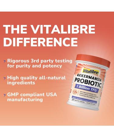 Vitalibre Probiotics for Women 100 Billion CFU 15 Strains 30 Capsules & Akkermansia Muciniphila Probiotic 1 Billion TFU 30 Capsules - Buy Online on GoSupps.com