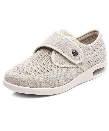 MisFun Diabetic Shoe for Men's Women's Elderly Adjustable Easy Switch Extra Wide Diabetic Shoes Summer Comfortable Elderly Shoes Apply to Diabetic Swollen Feet (Color : Beige Size : 10) 10 Beige