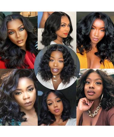 14 Body Wave Lace Front Bob Wig - Brazilian Virgin Human Hair - HD Lace Closure - Pre Plucked - Natural Black Color - 14 Inch (Full & Soft) - Buy Online on GoSupps.com