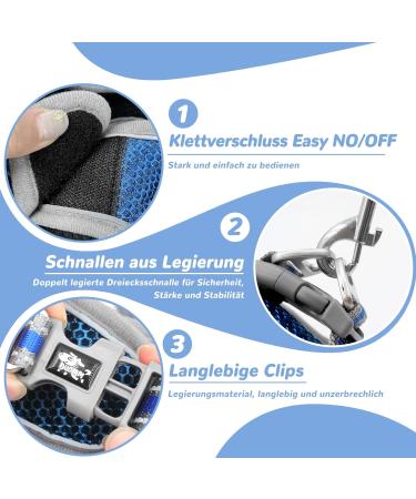 Breakout-Proof Cat Dishes with Leash | Adjustable Reflective Cat Tableware Set for Small Dogs - Navy Blue - Buy Online on GoSupps.com