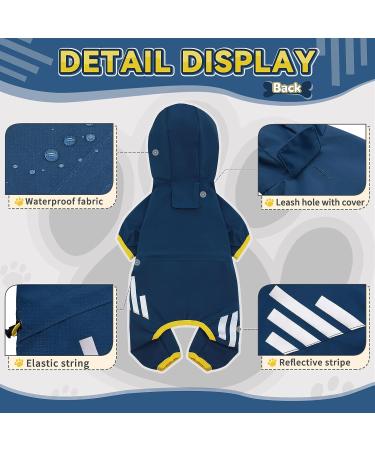 Waterproof Dog Raincoat with Hood & Leash Hole | Reflective Strap for Small Medium Dogs | Lightweight Puppy Clothes - Blue (L) - Buy Online on GoSupps.com