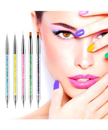 ANGENIL 5 Pcs Acrylic Nail Art Brushes & Dotting Pen Set for DIY Manicure | Nail Art Tools for Drawing, Painting, and Point Drill Designs - Buy Online on GoSupps.com
