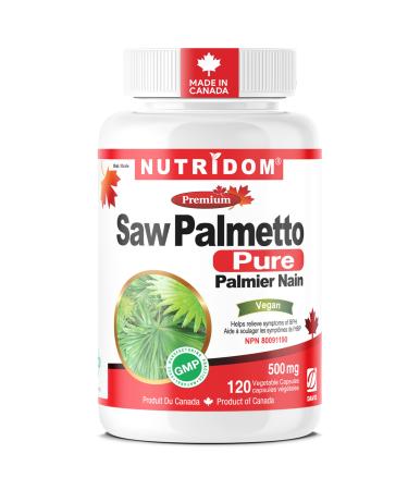 Nutridom Saw Palmetto 500mg Non-GMO Vegan Gluten Free Soy Free and Dairy Free (120 Count)