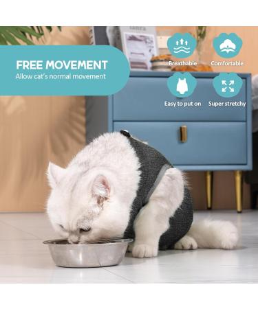 Avont Katzenbody Recovery Suit for Cats | Post-Op Castration Weaning & Skin Disease Protection - Dark Gray - Buy Online on GoSupps.com