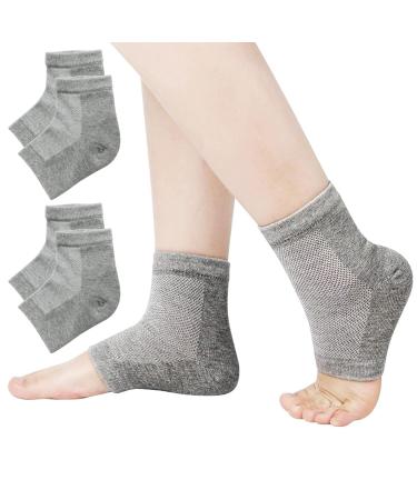 ICEBLUEOR 2Pairs Moisturising Socks Soft Vented Silicone Gel Socks to Relieve Heel Pain Cracked Heel Socks for Dry Hard Cracked Skin Day Night Foot Protector Toeless Socks for Male & Female