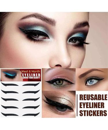 Sticker Eyeliner Glitter - Instant -Adhesive Eyeliner Stencil Sparkle 5 Pairs - Sticker Eyeliner with Shine Effect Makeup Eyeliner Stickers for Women and Girls Puchen Black (Five Pairs) - Buy Online on GoSupps.com