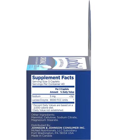 Lactaid Original Strength Lactose Intolerance Relief Caplets 120 ct - Natural Lactase Enzyme Dietary Supplement for Gas, Bloating & Diarrhea Prevention - Buy Online on GoSupps.com