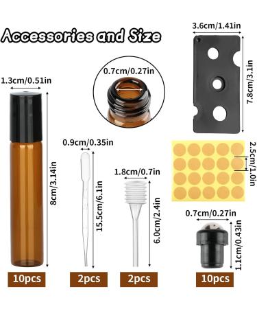 Ailvor 10-Pack 10ml Brown Roll-On Glass Bottles for Essential Oils Fragrance & Cosmetics - Refillable & Perfect for Massages - Buy Online on GoSupps.com
