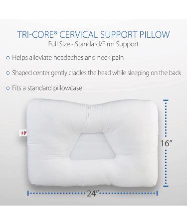 Core Products Tri-Core Cervical Support Pillow - Orthopedic Contour Pillow for Neck Pain - Standard Firm - 24 x 16 Full Size - White - Buy Online on GoSupps.com