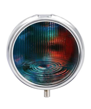 Pill Box Pill Case 3 Compartment Travel Pill Box Vertical Stripe Image Printing Small Pill Box Portable Medicine Pill Case Pill Organizer for Purse & Pocket for Travel Handbag (Round)