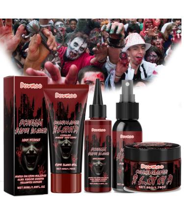 Generic Simulated Plasma Realistic Blood Spray Bloody Makeup Blood Plasma Spray Halloween Supplies Blood Party Favors Blood for Halloween Fesival Makeup Easy to Clean Body Paint for Skin (Set of 4)