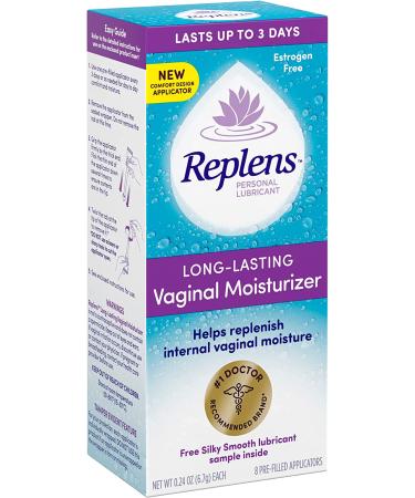 Replens Long-Lasting Vaginal Moisturizer 8 Count Pack - Single-Use Applicator - Hydrating Relief - Feminine Care - Buy Online on GoSupps.com