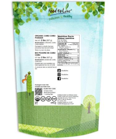 Organic Camu Camu Powder - 2 lbs | Non-GMO, Kosher, Raw, Vegan Superfood | Bulk, Non-Irradiated, Pure, Great for Baking & Smoothies | Rich in Vitamin C & Antioxidants - Buy Online on GoSupps.com