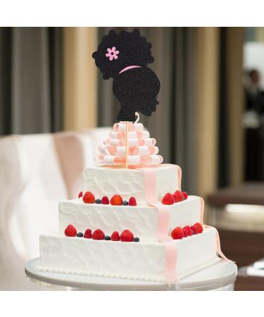 Arthsdite 1Pc Happy Birthday African Girl Cake Topper Girl Birthday Cake Pick Decorations for Wedding Engagement Baby Shower Girls Birthday Theme Party Cake Decorations Black - Buy Online on GoSupps.com