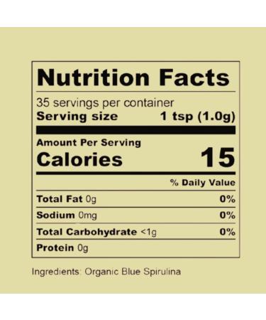 Eleven TLC Organic Blue Spirulina Powder Flavorless Superfood Vitamins + Minerals Espirulina Azul en Polvo Plant Protein Non-GMO Non Messy Glass Jar 1.24 Ounce 35 Servings 4 Ounce (Pack of 1) - Buy Online on GoSupps.com