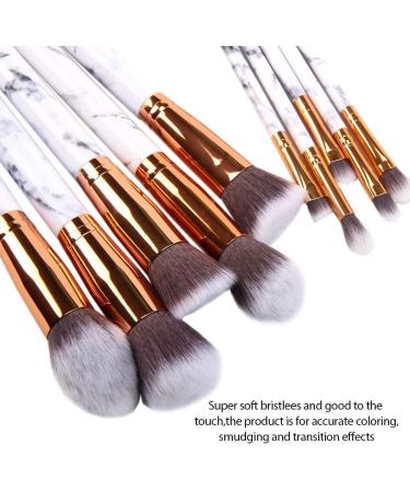 Nevsetpo Marble Makeup Brushes Set - 10+2pcs Marble Pink Brushes for Girls | Synthetic Foundation, Eyeshadow, Contour, Kabuki | Includes Sponge & Silicone Facial Brushes | Marble White - Pack of 1 - Buy Online on GoSupps.com