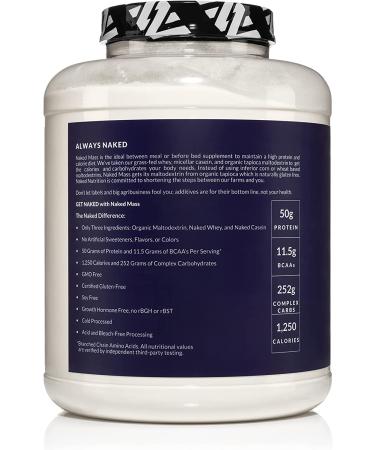 Naked Mass 8lb Natural Weight Gainer - GMO-Free, Gluten-Free, No Artificial Ingredients - 1250 Calories Per Serving - Buy Online on GoSupps.com