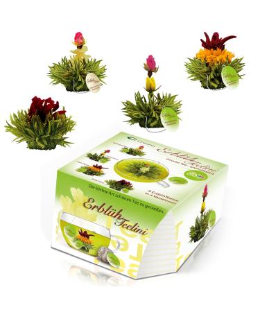 Creano tea flowers variation in the exclusive cup format "Erbl hTeelini" - 8 tea flowers in 4 different varieties (green tea)