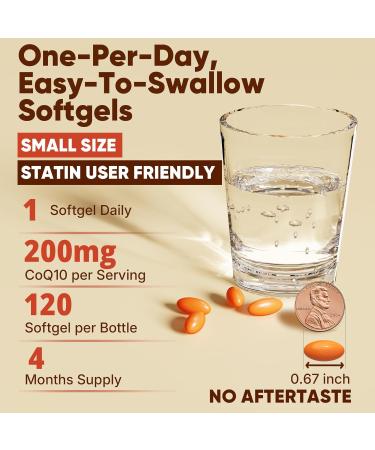 CoQ10-200mg-Softgels, 120 Servings Liposomal CoQ10 PQQ & Black Pepper Extract for Maximum Absorption - Ultra Ubiquinone Coenzyme Q10 Supplement Powerful Antioxidant Supports Hear-t & Energy Boost - Buy Online on GoSupps.com