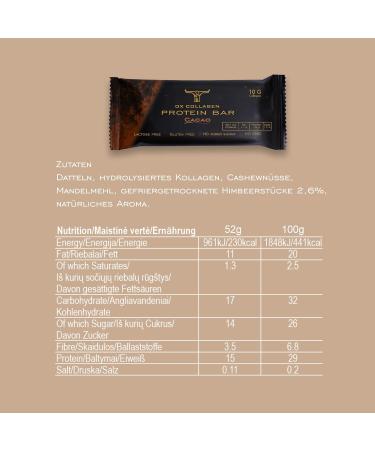Buy Collagen Protein Bars - Lactose-Free Low Sugar Energy & Fitness Bar - 12x52g - High Protein Ox Collagen Mix - Buy Online on GoSupps.com