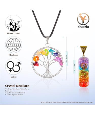 Chakra Tree of Life on Geode Agate Base - Chakra Decor Crystals Necklace - Healing Stones Feng Shui Bonsai Tree - Buy Online on GoSupps.com