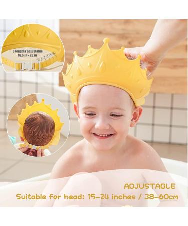 Baby Shower Cap Bathing Cap Kids Ear Protective Caps Soft Silicone Adjustable Waterproof Crown Shape Bath Visor Hat Safe Shampoo Shower Bathing Protection Bath Cap Washing Hair for Prevent Water and Foam into Eyes Ears Face for Toddler Baby Kids Children  - Buy Online on GoSupps.com