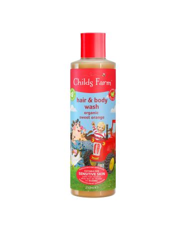 Childs Farm | Kids Hair & Body Wash 250ml | Organic Sweet Orange | Gently Cleanses | Suitable Dry Sensitive & Eczema-prone Skin 250 ml (Pack of 1) Sweet Orange