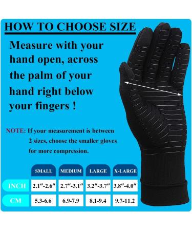 2 Pairs Copper Arthritis Gloves for Relief Pain for Women Men Full Finger Compression Gloves for Carpal Tunnel Osteoarthritis Joint Pain Computer Typing Driving Hand Support (Small) Small Black-full Finger - Buy Online on GoSupps.com