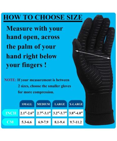 Copper Arthritis Gloves with Touch Screen - 2 Pairs Full Finger Compression Gloves for Men Women - Relieve Hand Pain, Swelling, Carpal Tunnel - Support Wrist and Hand Joint - Black Large - Buy Online on GoSupps.com