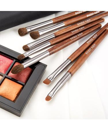 Natural Pony Hair Eyeshadow Brush Set with Travel Bag | Enzo Ken | Horse Hair Makeup Brushes for Eyebrows Eyeliner Contouring & Smoky Eyes | E200 - Buy Online on GoSupps.com