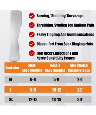 Shop 2 Pairs Non-Binding Bamboo Diabetic Socks | Extra Wide Neuropathy & Swollen Feet Over the Calf - Large Black - Buy Online on GoSupps.com
