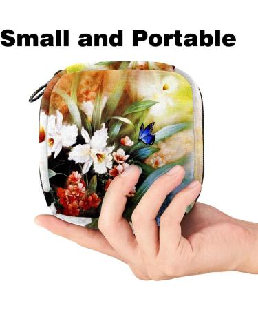 Women's Travel Storage Bag - Large Capacity Makeup Organizer for Menstrual Cups & Accessories - Butterfly & Flower Oil Paintings Design - Buy Online on GoSupps.com