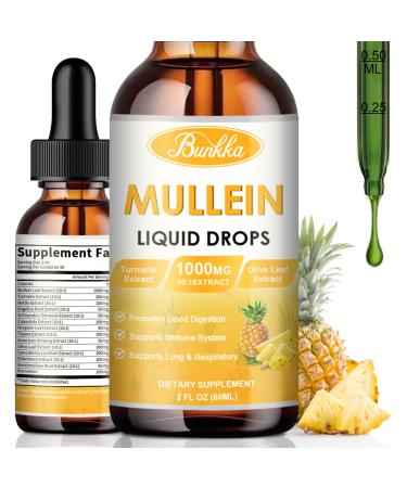 Mullein Drops for Lungs - 13 in 1 Vegan Mullein Leaf Extract Tincture with Calendula Elderberry etc Herbal Supplement Support for Respiratory Immune Digestive System 2 FL OZ (Pineapple Flavor)