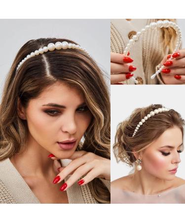 Luxurious 6-Pack White Pearl Headbands for Women - Bridal Rhinestones Hair Accessories for Wedding & Daily Wear - Buy Online on GoSupps.com