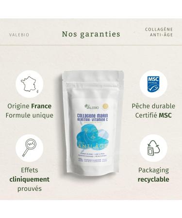 Pack of 3 Peach Flavor Powder Marine Collagen Type 1-3 Elastin & Vitamin C | Anti-Aging & Anti-Wrinkle | 150g | Cure 1 Month | Made in France | Valebio - Buy Online on GoSupps.com
