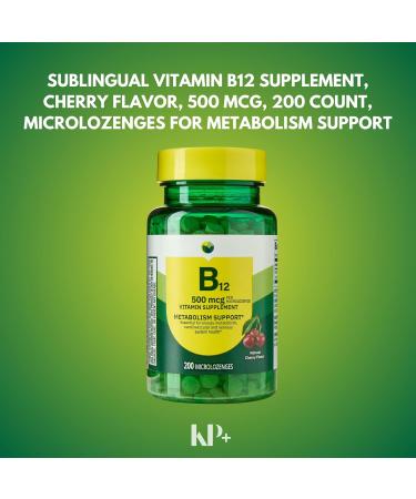 KP+ Spring Valley Vitamin B12 | B12 500 mcg Vitamin Supplement | Metabolism Support | Natural Cherry Flavor | 200 Microlozenges | Pack of 1 - Buy Online on GoSupps.com