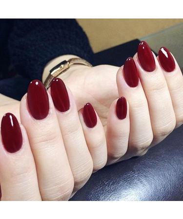 PERZOE Artificial Manicure Tips Fashion Wearable False Nail Patch with Glue Manicure Accessories Wine Red - Buy Online on GoSupps.com