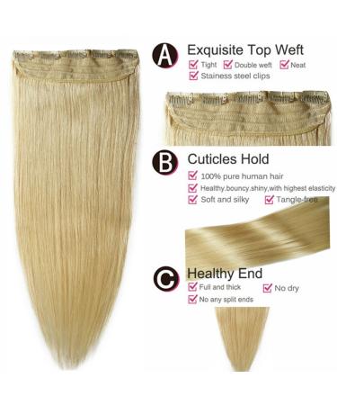 Clip-in Real Hair Extensions - 60cm Remy Hair with 5 Clips (#613 Light Blonde 105g) - Buy Online on GoSupps.com