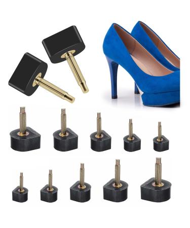 10 Pairs High Heel Shoes Replacement Tips Shoe Repair Stiletto Caps Heel Protector Dowels Women's U-Shape High Heel Cover 10 Pairs U Shape-black