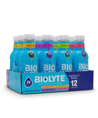 BIOLYTE Electrolyte Drink - Doctor-Formulated Hydration Drink, Electrolytes Water, Chemotherapy Must Haves for Women and Men, Rehydration IV Liquid in a Bottle - Variety, 16 Fl Oz (12 Pack) Variety Pack 16 Fl Oz (Pack of 12)