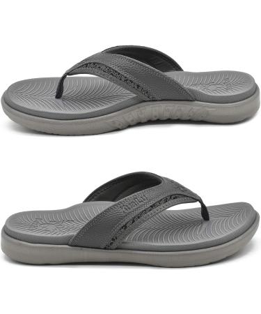 KuaiLu Men's Leather Orthotic Flip Flops with Arch Support for Outdoor Summer - Comfortable Sandals for Plantar Fasciitis - Buy Online on GoSupps.com