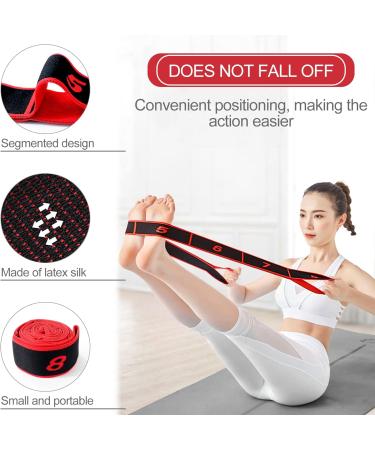 Quelcc Yoga Strap - 8 Loop Yoga Stretch Strap for Leg Training Fitness & Pilates (Red) - Enhance Flexibility & Strength - Buy Online on GoSupps.com
