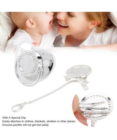 Premium Silicone Pacifier Set & Rhinestone Pacifier Chain for Babies (6-18 Months) | BPA-Free Gift in Silver - Buy Online on GoSupps.com