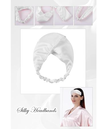 MEIKLE Silky Robes for Women Party Wedding Short Floral Kimono with Blindfold Hair Bands Elastic Hair Scrunches Cs-white S/M - Buy Online on GoSupps.com