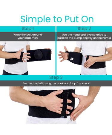 Vive Umbilical Hernia Belt for Men & Women | Post Surgery Abdominal Binder with Compression Pads | Supports Diastasis Recti & Stomach Hernias | Black Medium - Buy Online on GoSupps.com