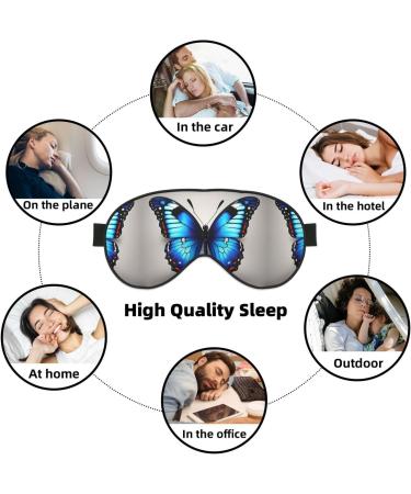 Blue Butterfly Print Eye Mask - Double-Sided Soft Light Blocking for Enhanced Sleep Quality - Buy Online on GoSupps.com